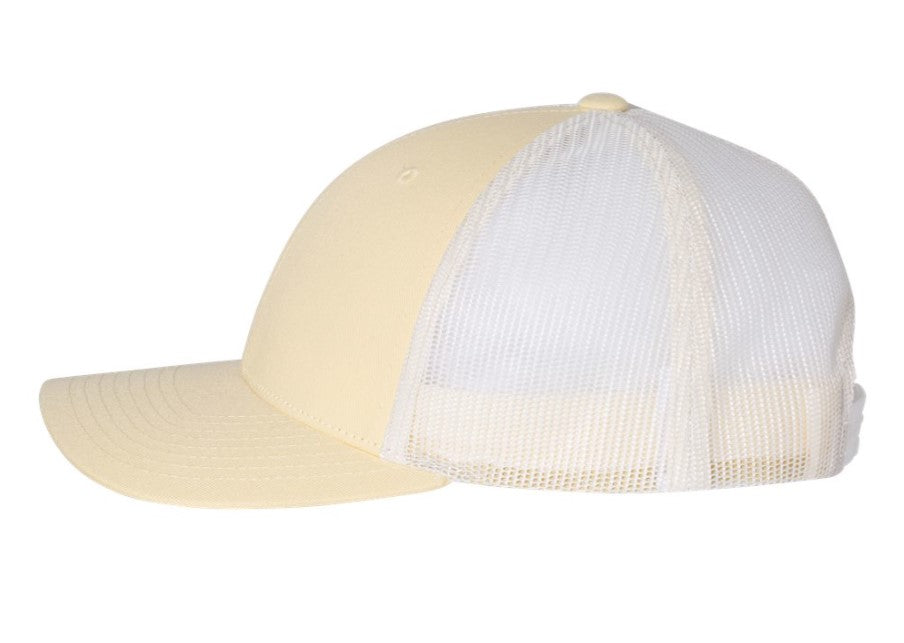 Yellow and White Structured Mesh Back Hat